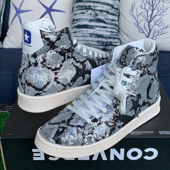 Converse PRO Leather mid silver/vintage wht/blk WM - Picture 6 of 16